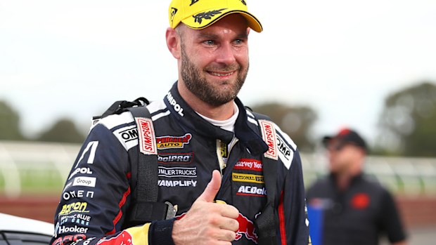 Shane van Gisbergen after winning the opening race at Sandown.