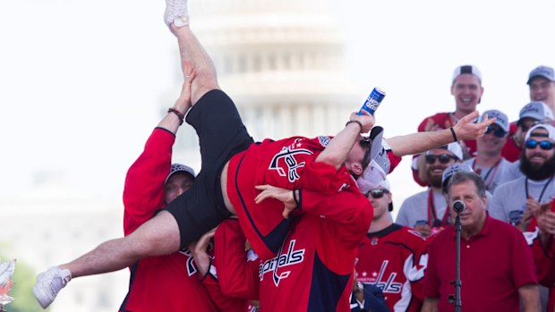 Nathan Walker celebrates winning the Stanley Cup