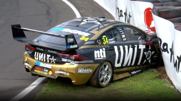 Jake Kostecki finds the wall at Forrest's Elbow during the Bathurst 1000.