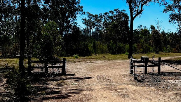 Gates of Wieambilla property where two Queensland police officers were shot.