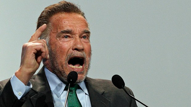 Actor Arnold Schwarzenegger delivers a speech during the opening of COP24 UN Climate Change Conference 2018 in Katowice, Poland.
