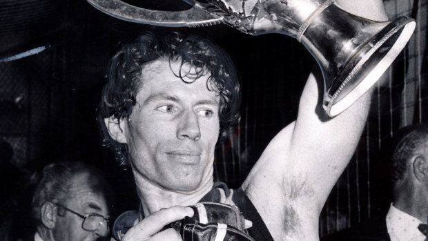 Don Scott with the 1978 premiership trophy.
