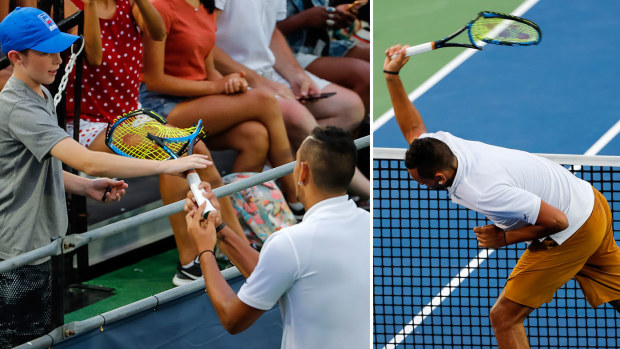 Nick Kyrgios had a few racquet fatalities en route to his Citi Open win