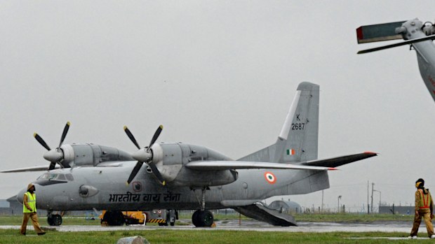 A file photograph shows an Indian air force AN-32 transport aircraft at an air force base in Srinagar. (AFP)