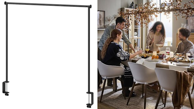 Ikea Helgeo rod used for decorating a table for a dinner party, tablescaping