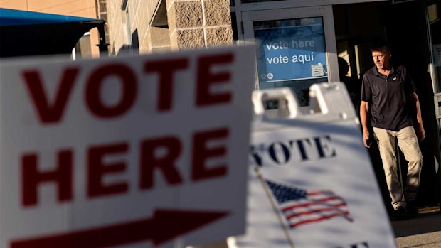 A voting station in Cranston, Rhode Island.
