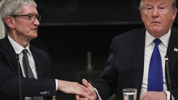 Apple CEO Tim Cook and President Donald Trump.
