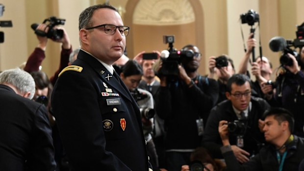 Lieutenant Colonel Alexander Vindman, an Army officer at the National Security Council, has spoken of his concerns about Donald Trump's Ukraine dealings.