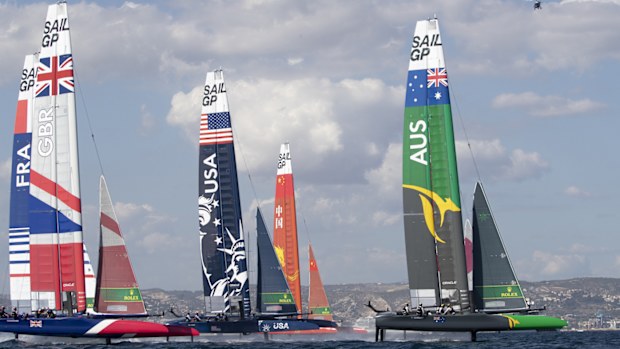 Australia leads the SailGP fleet.