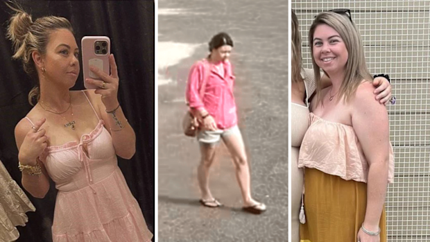 The centre image depicts what Spies was wearing when she was last seen on Sunday, February 2.