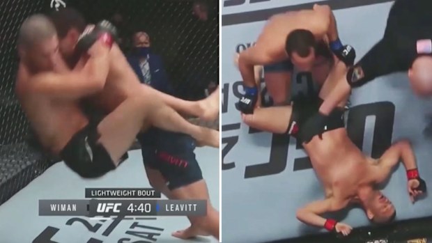 Leavitt knocks out Wiman. (Twitter/UFC)