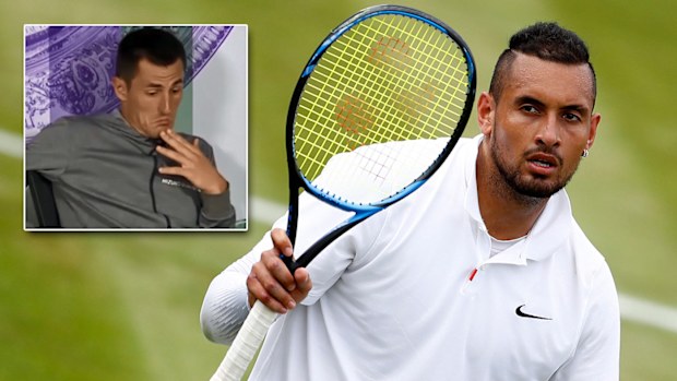 Tomic at his post-match press conference and Kyrgios during his match