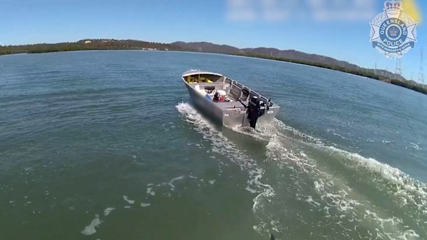 The unmanned tinny runs loose after the fisherman was knocked out of the vessel from another boat's wake.