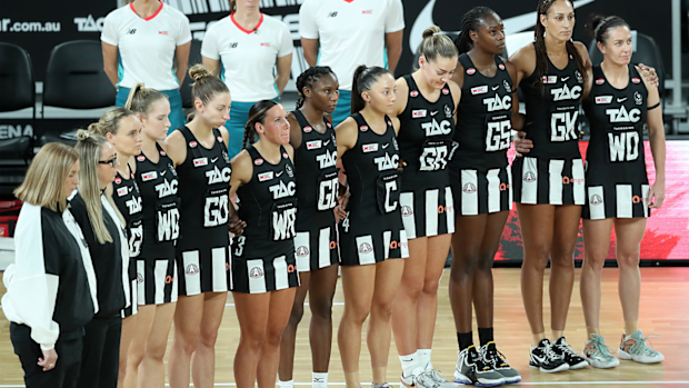 Anzac Day commemorations are observed during the round six Super Netball match between Collingwood Magpies and Sunshine Coast Lightning.
