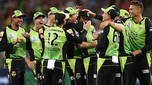 Thunder celebrate the win over Perth