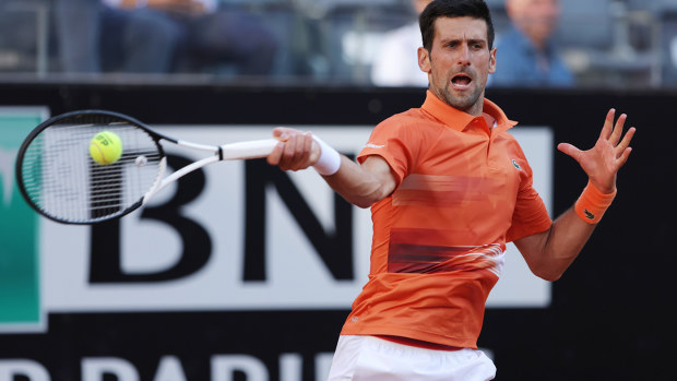 Novak Djokovic in action at the Italian Open.