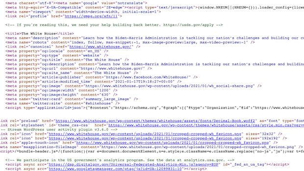 The White House website has a link to a hiring page in the source code of the page.