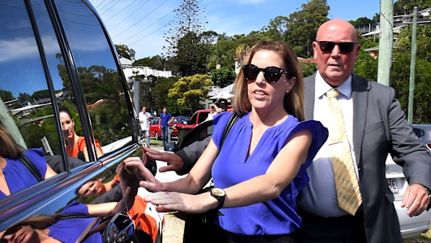 Mercedes Corby leaves the Tweed Heads courthouse today. Corby appeared as police apply for an apprehended violence order against her on behalf of her business partner Trudy Todd. 