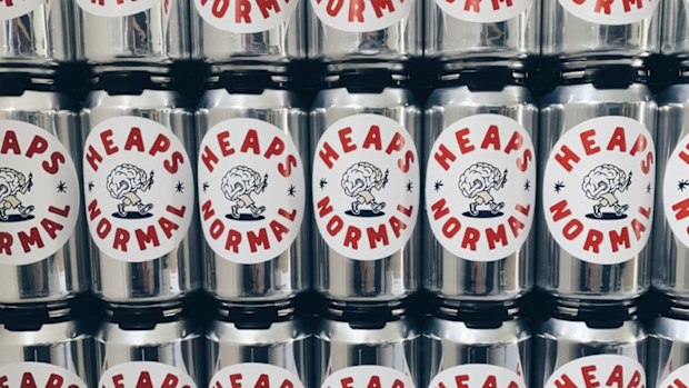The first batch of Heaps Normal non-alcoholic beers were packaged in blank cans for the co-founders' mates to try.