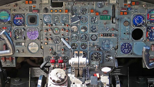 The cockpit of Romanian dictator Nicolae Ceausescu's plane.