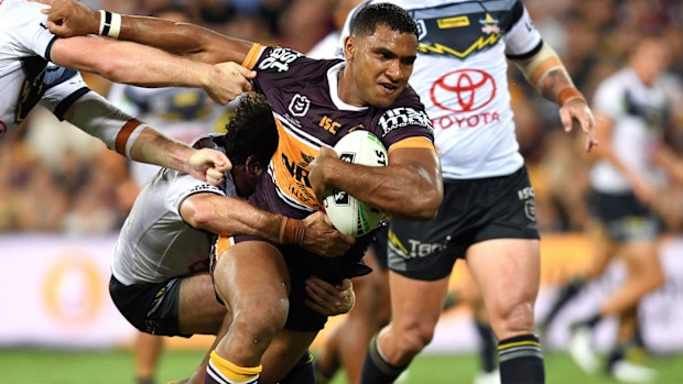 Tevita Pangai Junior powers past the Cowboys