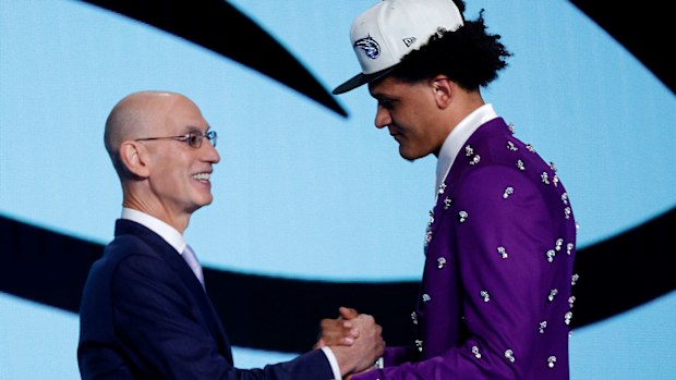 NBA Commissioner Adam Silver and No.1 pick Paolo Banchero