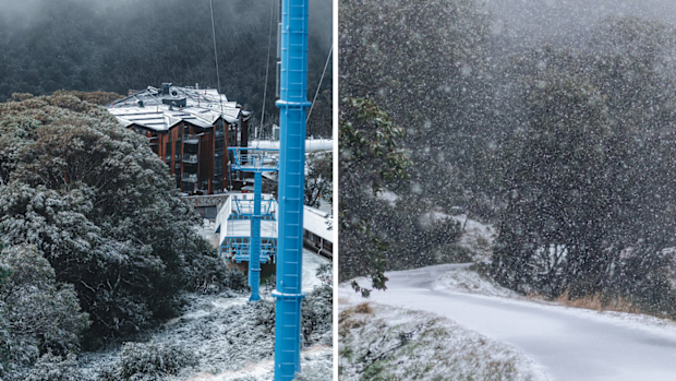 Snow falls on Falls Creek in Victoria.