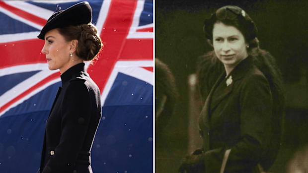 Kate Middleton greets Commonwealth troops on September 16, 2022. VS Queen Elizabeth on her 26th birthday, April 21, 1952.