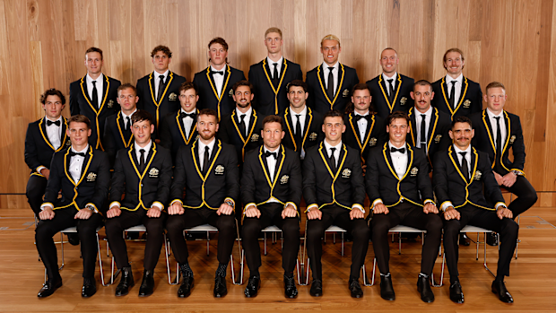 The 2023 All-Australian team poses for their official photo.