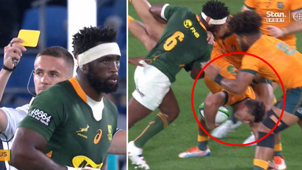 South African captain Siya Kolisi cops a yellow card 