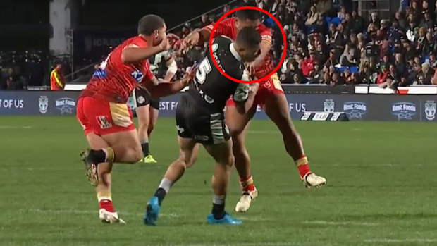 Dolphins star Anthony Milford has been handed a three-match ban for this hit on Marcelo Montoya