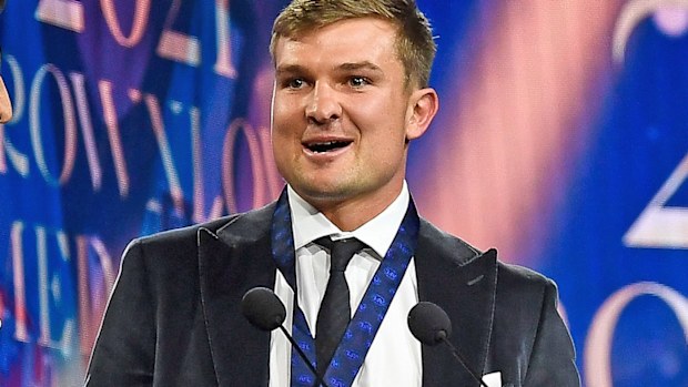 Ollie Wines is interviewed after being presented the Brownlow Medal