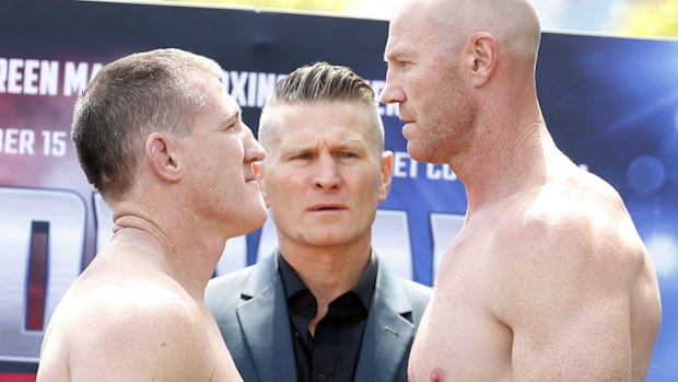 NRL legend Paul Gallen faces off with AFL star Barry Hall