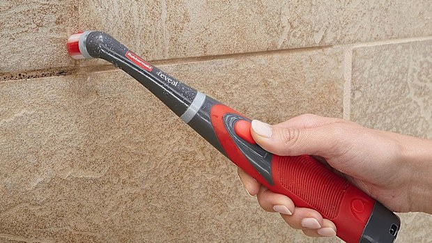The Rubbermaid reveal power scrubber makes easier work of cleaning grout
