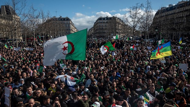 Protesters took the the streets after Mr Bouteflika said he would run again.