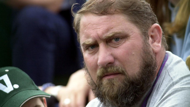 Damir Dokic father of Australia's Jelena Dokic watches her in action against Kristina Brandi of America at Wimbledon. (Michael Stephens/Getty)