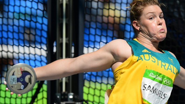 Dani Samuels in the discus final. (AFP)