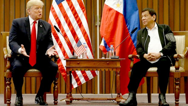 US President Donald Trump and Philippine President Rodrigo Duterte. (AAP)
