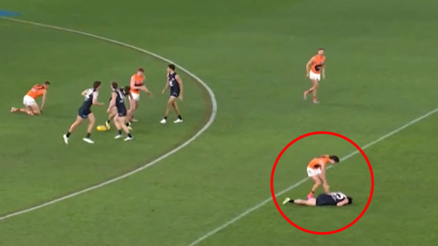 Giants star Toby Bedford was initially handed a one-match ban for an off-ball hit on Carlton's Zac Fisher