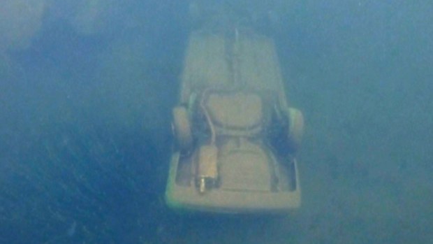 A photograph of Janet Farris' car which has been submerged in a lake since 1992. The body of the missing woman was found inside the vehicle.