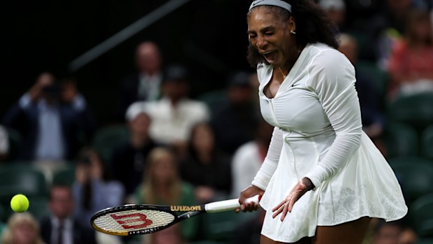 Serena Williams during her first round Wimbledon loss to Harmony Tan.