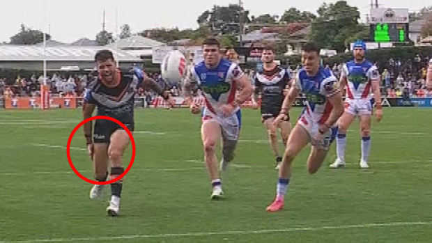 Starford To'a was in prime position to score when he injured his hamstring against the Knights.