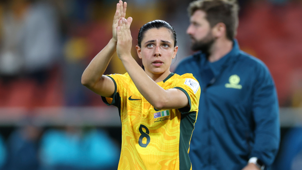 Australia's Alex Chidiac looks up into the stands following the Matildas' loss to Nigeria.