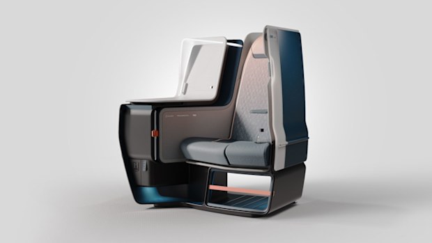 There's an airy, spacious, futuristic seat coming to business class, with all-new scientifically engineered structures and materials borrowed from Formula 1 cars.