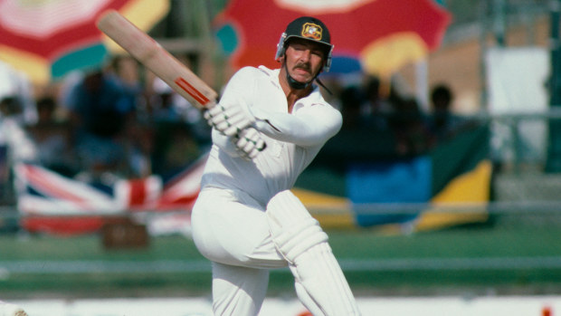 Rod Marsh batting for Australia during a Test against England in Brisbane in 1982-83.
