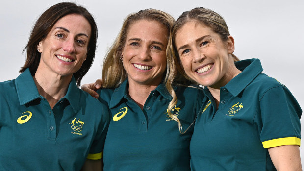 From left: Australians Sinead Diver, Genevieve Gregson and Jessica Stenson will run the women's marathon at the Paris Olympics.