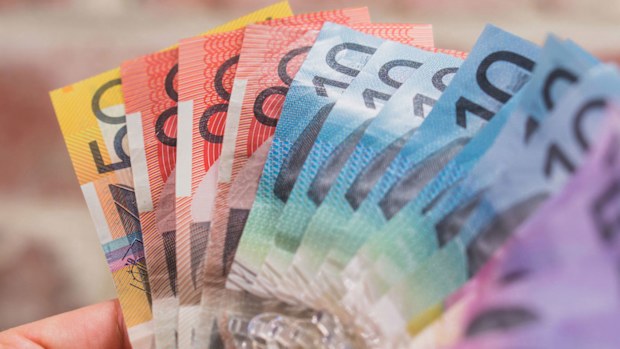 handful of australian money cash