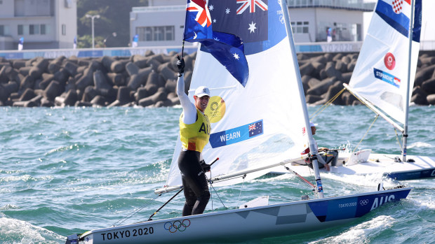 Australia's Matt Wearn at Tokyo 2020, where he won gold in the laser.