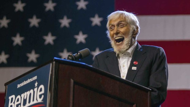 Dick Van Dyke, 94, speaks in support of Bernie Sanders at a rally.
