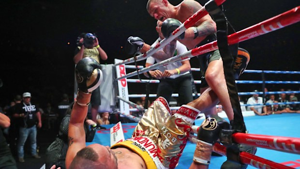 John Wayne-Parr punched Anthony Mundine out of the ring at one stage in Brisbane at